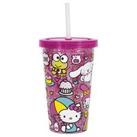 Verres en plastique avec paille - Hello Kitty - 16oz