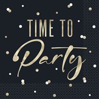 Serviettes de Table - Time to Party - Or et Noir – 16/Pqt