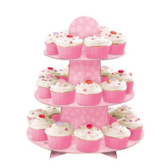 Cardboard Muffin Display Stand - Baby Pink