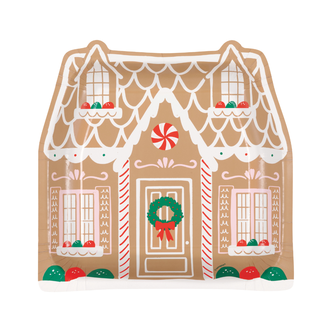 Assiettes en forme de maison en pain d’épice – 8,25" – 8/Pqt Unique