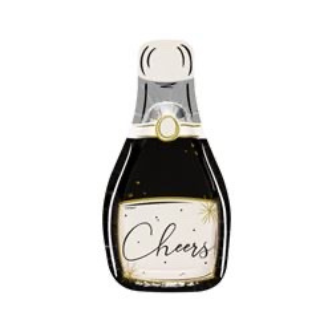 Assiettes en Forme de Bouteille de Champagne – 10.25" – 8/Pqt – Fini Métallisé Unique