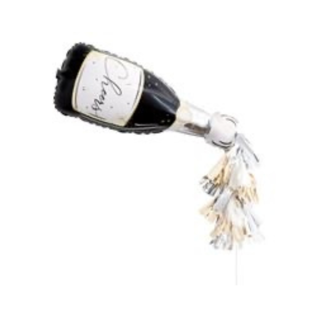 Kit de Décoration – Ballon Métallisé en Forme de Bouteille de Champagne & Grelots Unique