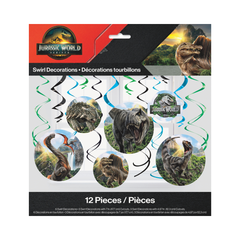 Décorations suspendues tourbillonnantes – Jurassic World 4 – 12/Pqt Unique Industries