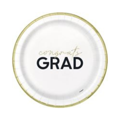 Assiettes à Repas - « Congrats Grad » - 9" - 8/Pqt (Carton Laminé) Unique