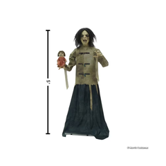 Décoration d’Halloween animée – Maniac Mary en camisole de force avec poupée – 5 pi Morris Costumes