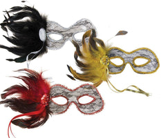 Masque bal masqué en dentelle et plumes