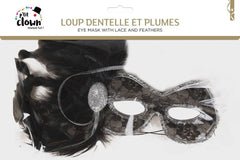 Masque bal masqué en dentelle et plumes