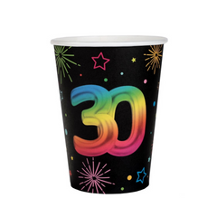 Verres en papier - Multicolore - 30 ans - /Pqt