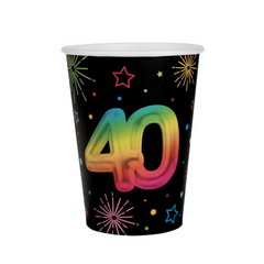 Verres en papier - Multicolore - 40 ans - /Pqt