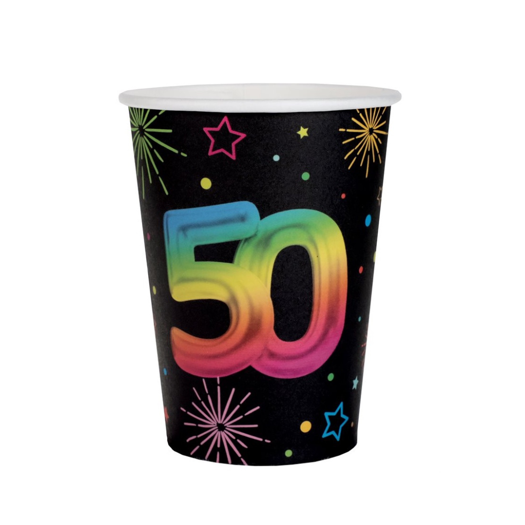Verres en papier - Multicolore - 50 ans - /Pqt