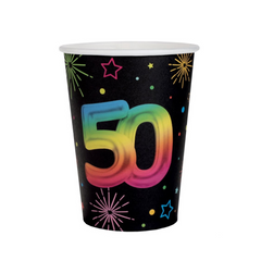Verres en papier - Multicolore - 50 ans - /Pqt