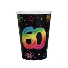 Verres en papier - Multicolore - 60 ans - /Pqt