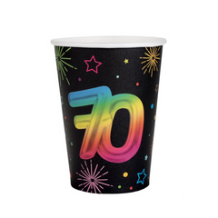 Verres en papier - Multicolore - 70 ans - /Pqt