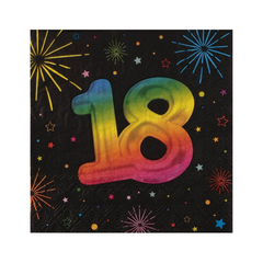 Serviettes de table - 18 ans - Multicolore - 12/Pqt