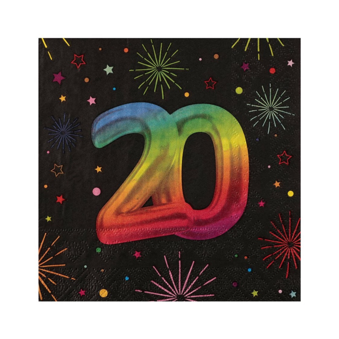Serviettes de table - 20 ans - Multicolore - 12/Pqt