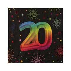 Serviettes de table - 20 ans - Multicolore - 12/Pqt