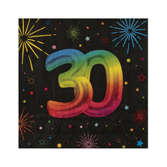 Serviettes de table - 30 ans - Multicolore - 12/Pqt