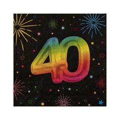 Serviettes de table - 40 ans - Multicolore - 12/Pqt
