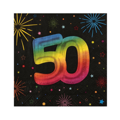 Serviettes de table - 50 ans - Multicolore - 12/Pqt
