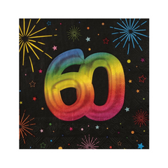 Serviettes de table - 60 ans - Multicolore - 12/Pqt