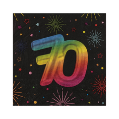 Serviettes de table - 70 ans - Multicolore - 12/Pqt