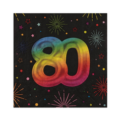 Serviettes de table - 80 ans - Multicolore - 12/Pqt