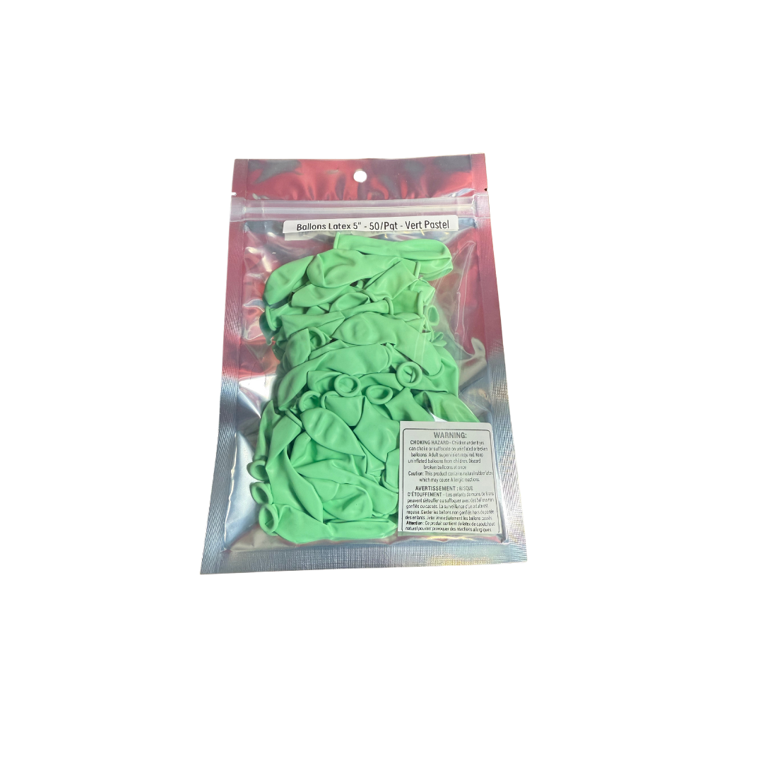 Ballons latex 5" - 50/Pqt - Vert Pastel
