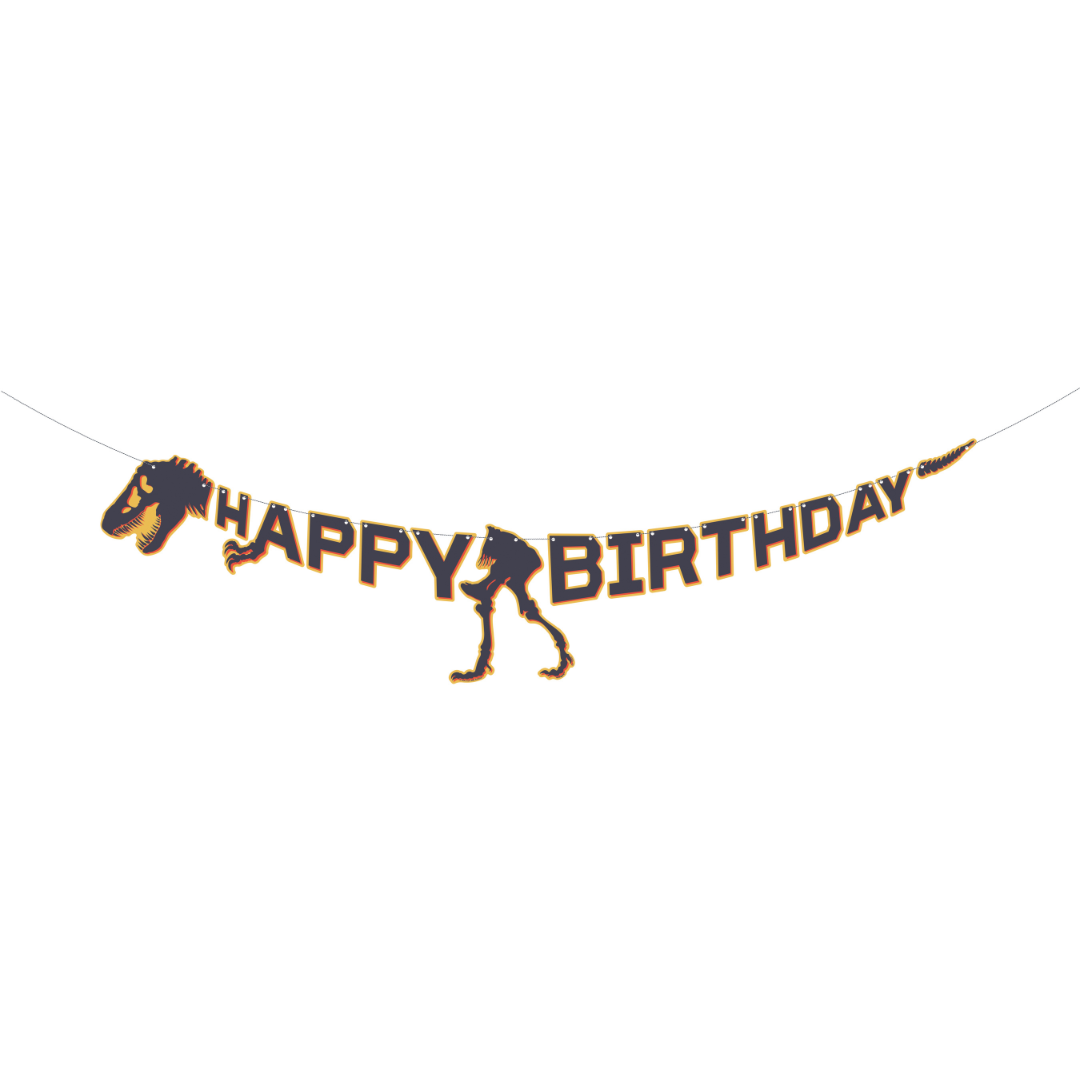 Bannière - Squelette - Le Monde Jurassique 3 - Happy Birthday - 5'