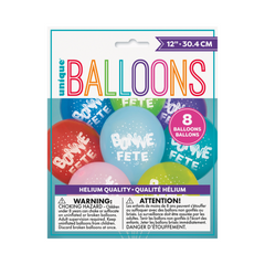 Ballons en latex de 12" - Bonne fête éclatantes - 8/Pqt Unique