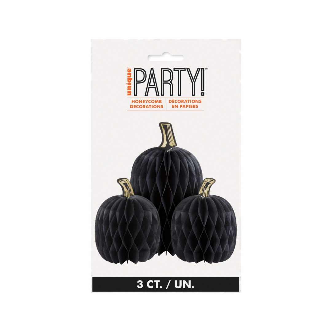 Décoration - Citrouille noir - 3/Pqt Unique