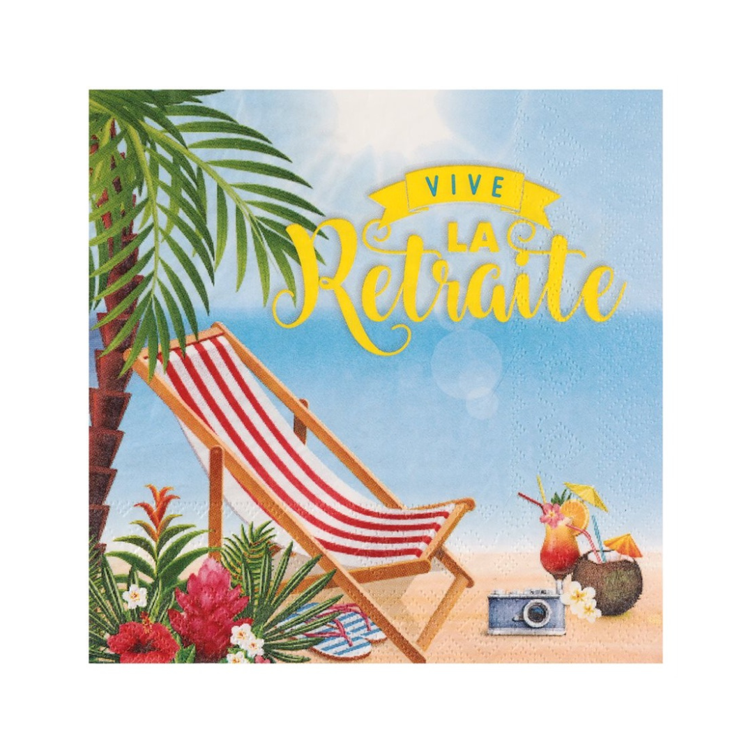 Serviettes de table - Vive la retraite - 20/Pqt