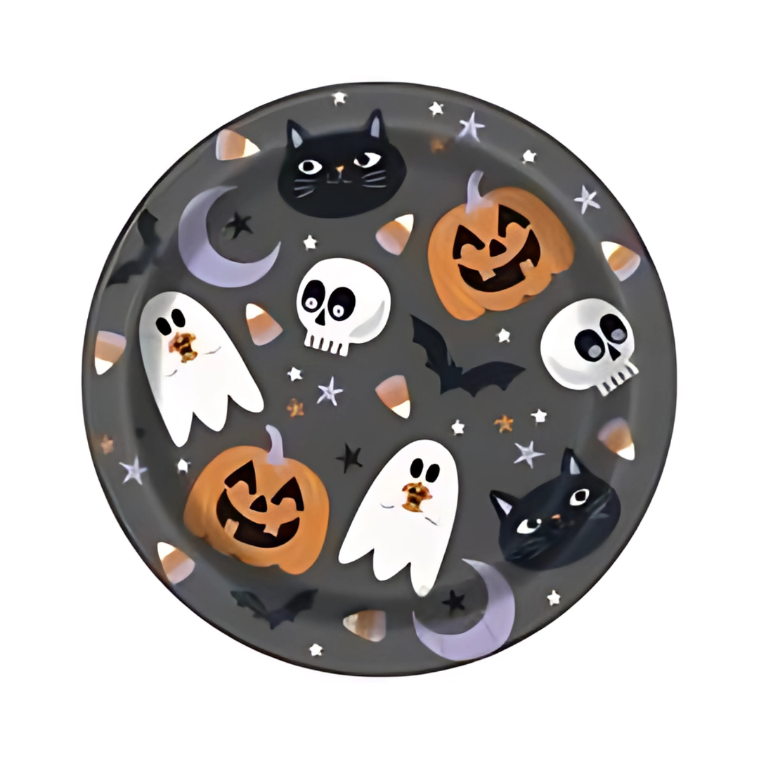 Assiettes à Dessert - Nuit d’Halloween - 7" - 8/Pqt