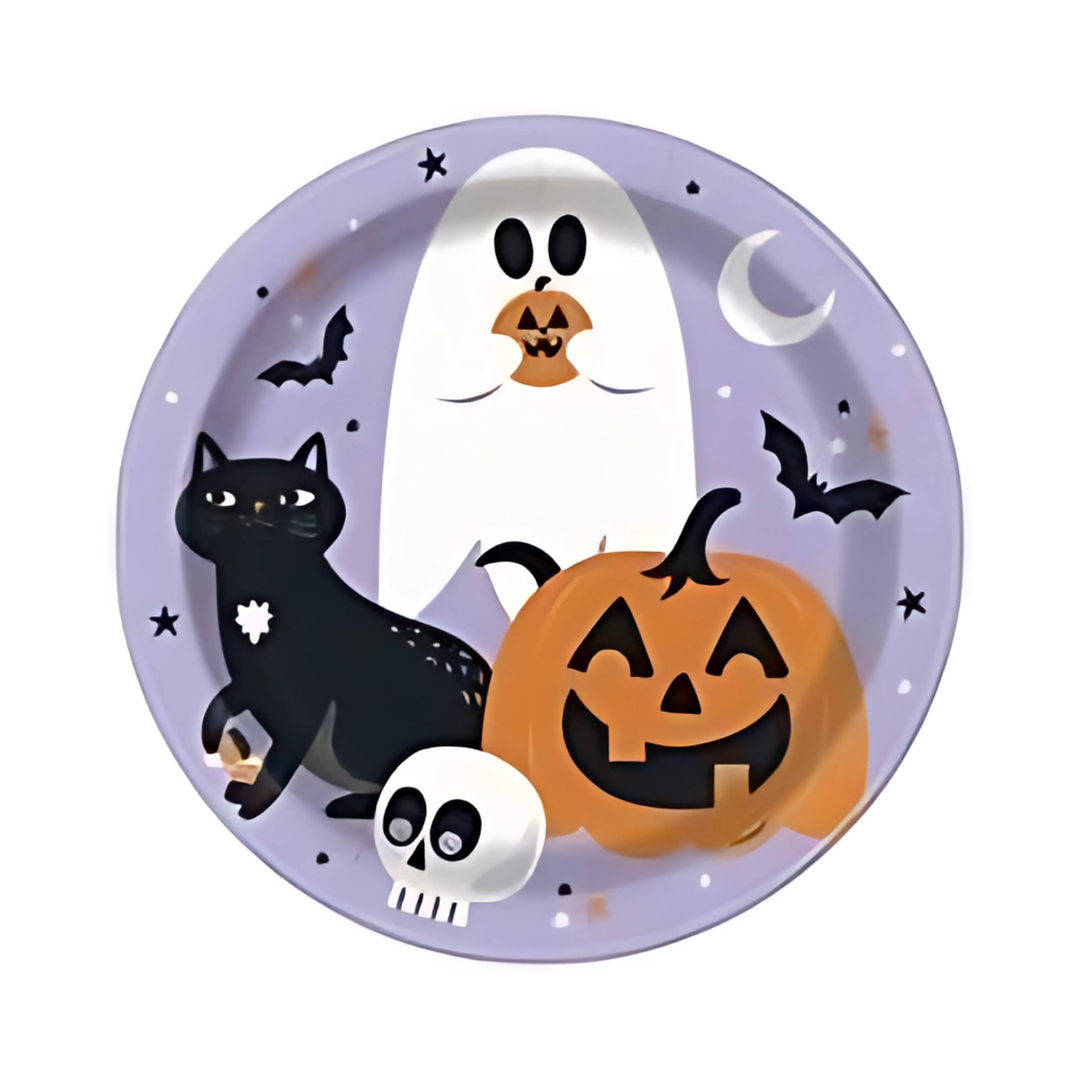 Assiettes à Repas - Nuit d’Halloween - 9" - 8/Pqt