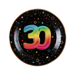 Assiettes à repas - Multicolore - 30 ans - 9" - 6/Pqt