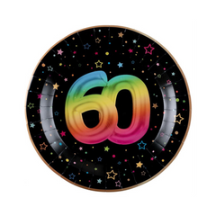 Assiettes à repas - Multicolore - 60 ans - 9" - 6/Pqt