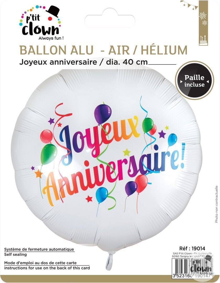 Ballon aluminium Joyeux Anniversaire - Ø 40 cm