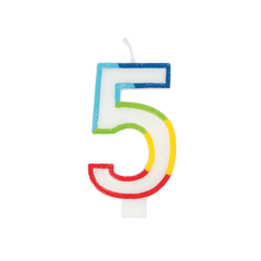Chandelle d’anniversaire chiffre 5 – bordure arc-en-ciel Unique