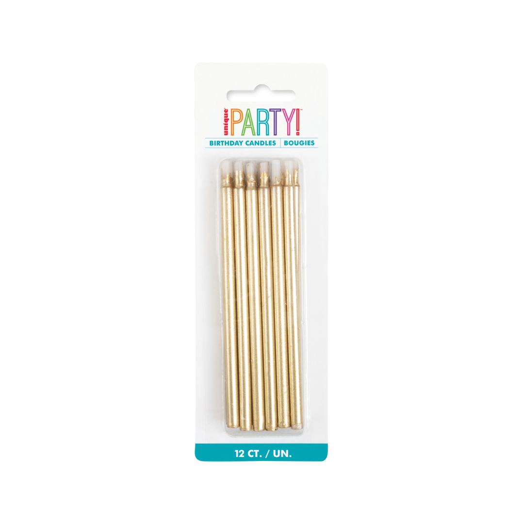 Chandelles d’anniversaire dorées – 5 po – 12/Pqt Unique