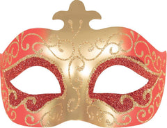 Masque bal masqué vénitien - rouge, or