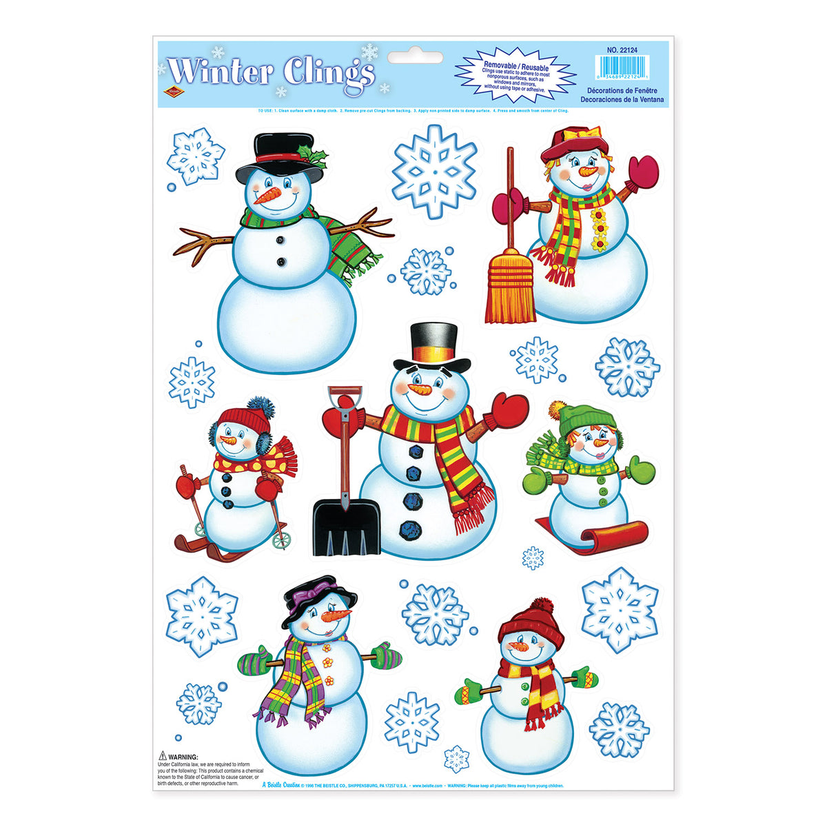 Décoration pour fenêtre - Bonhommes de neige et flocons