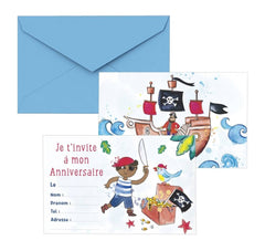 Carton d'invitation - lot de 8 - pirates