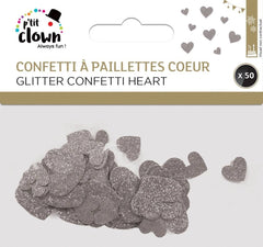Confettis de table coeur - lot de 50 - argent