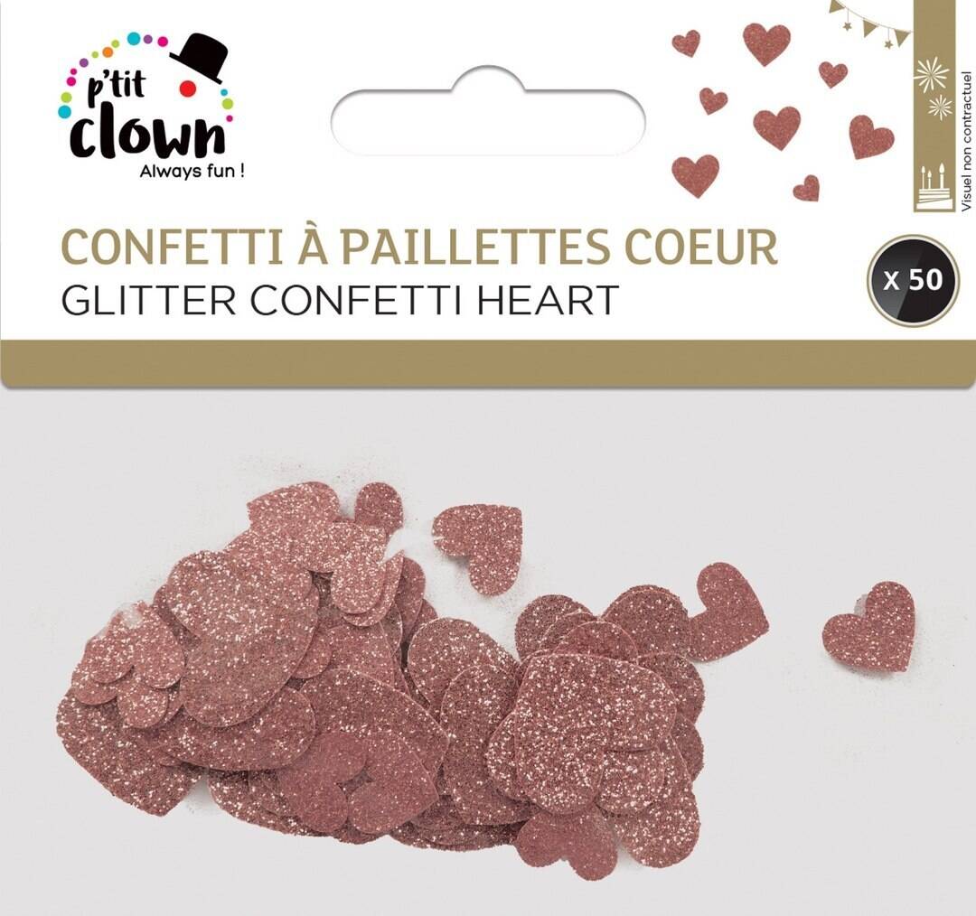 Confettis de table coeur - rose gold - lot de 50