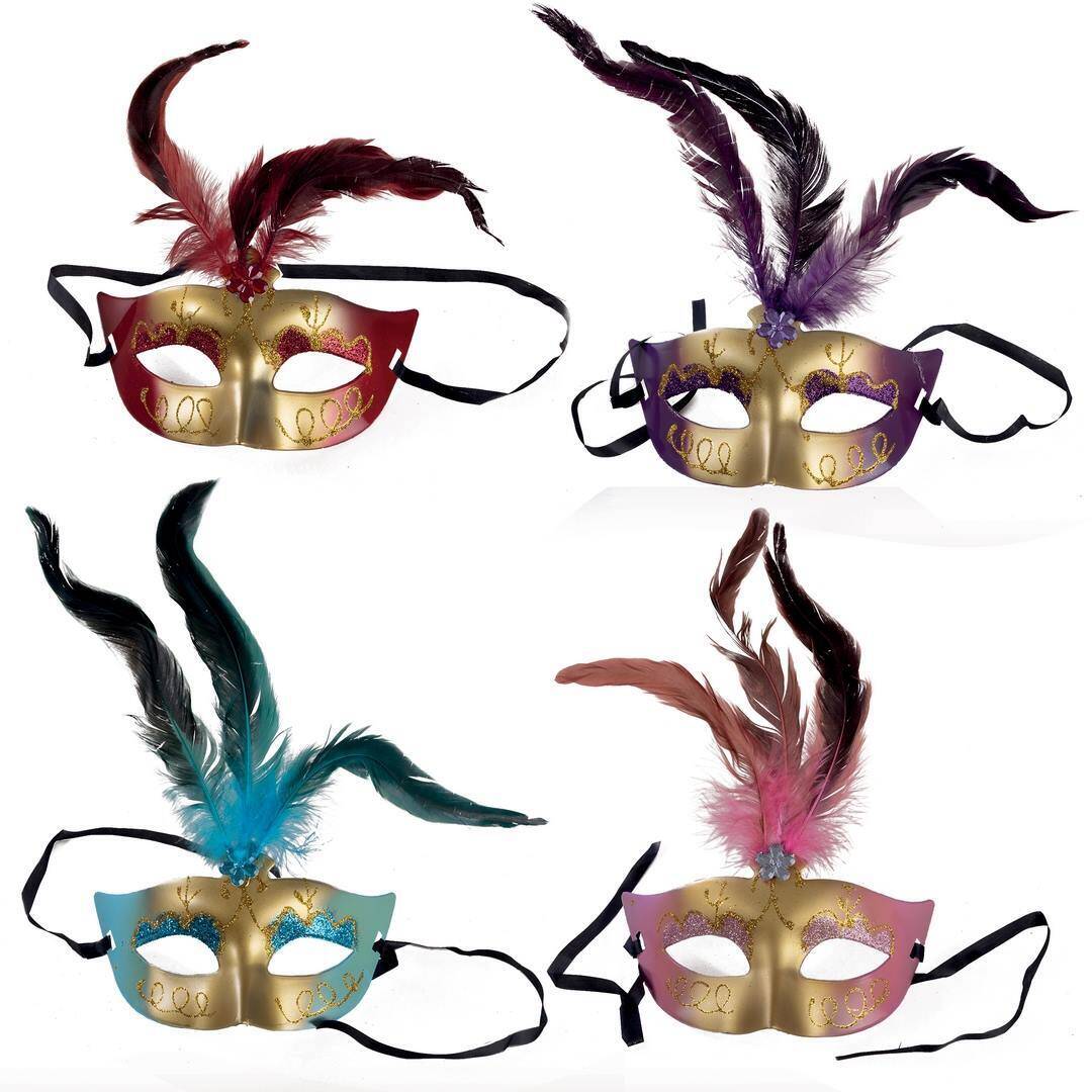 Masque bal masqué avec plumes