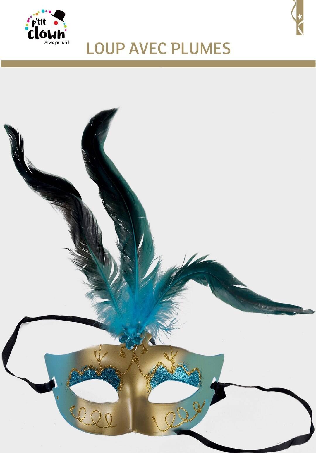 Masque bal masqué avec plumes