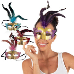 Masque bal masqué avec plumes