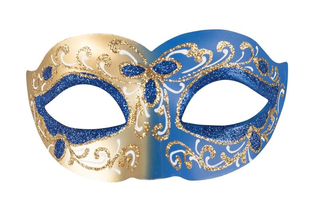 Masque bal masqué vénitien - or et bleu