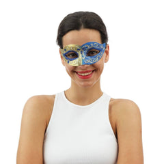 Masque bal masqué vénitien - or et bleu