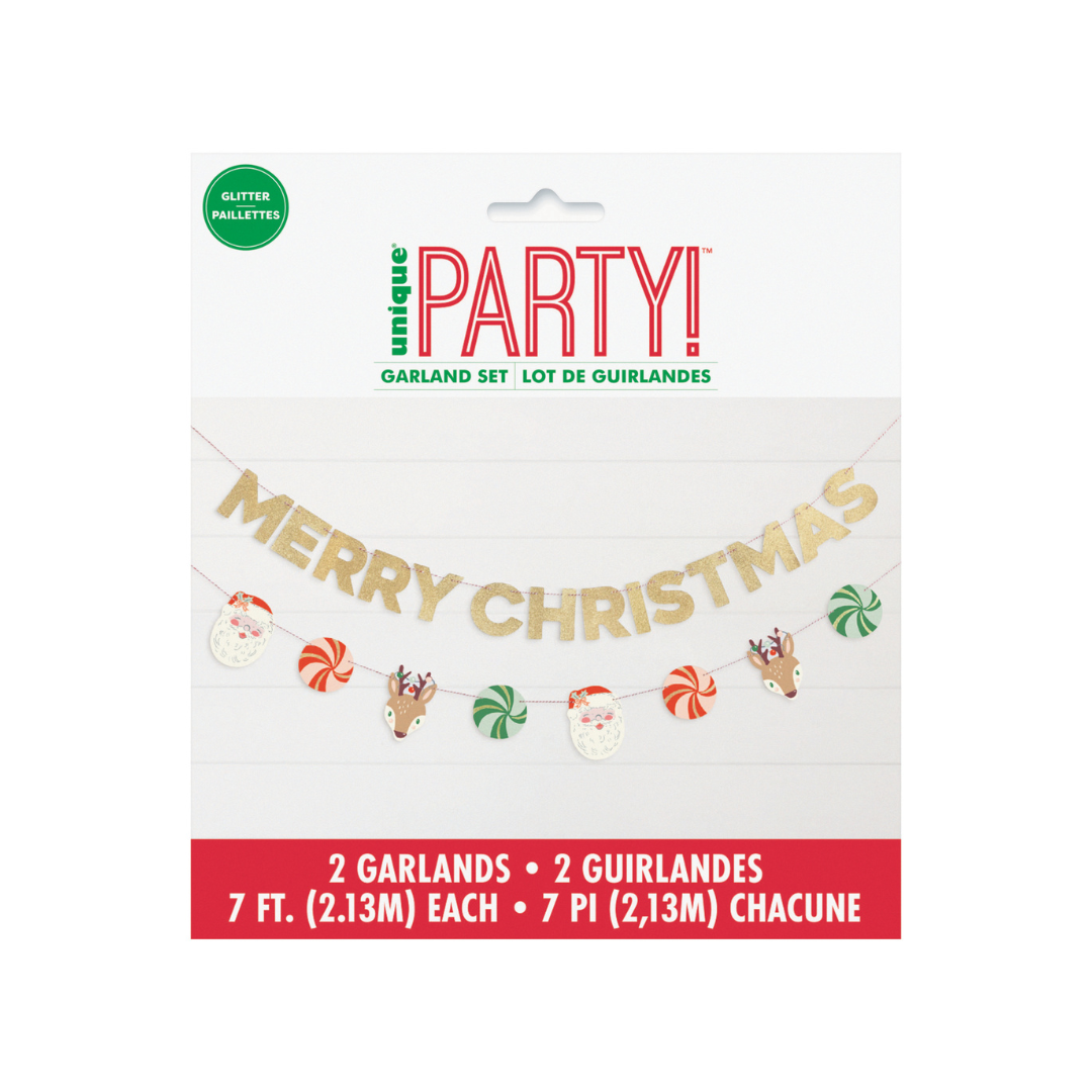 Bannière scintillante – Noël Pain d’Épice – “Joyeux Noël” – 7 pi – 2/Pqt Unique