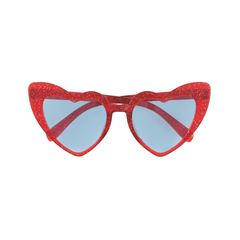 Lunettes fantaisie en forme de cœur avec paillettes rouges et bleues Unique